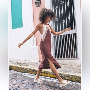 Hurley Brown Knit Crochet Midi Swimsuit Swim Cover-Up Dress Size Large NWT